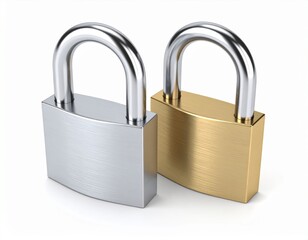 Fototapeta premium padlock, lock, security, silver, metallic, steel, set, closed, open, isolated, white, background, protection, metal, safety, chrome, key, privacy, secure, object, illustration, icon, iron, template, v