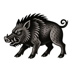 Naklejka premium PNG Fierce wild boar illustration