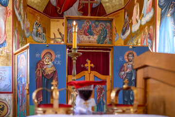 Interior of the Serbian Orthodox Church in Petrovaradin, Serbia.