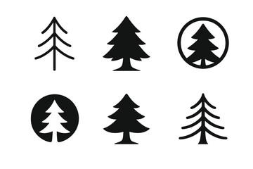 Obraz premium Dark Forest Logos. Dark Forest. Set Logo of Dark Forest: tree silhouette. harmonious logo variations of the same emblematic concept, each with different