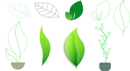"Collection of Leaf and Plant Icons in Various Styles"

