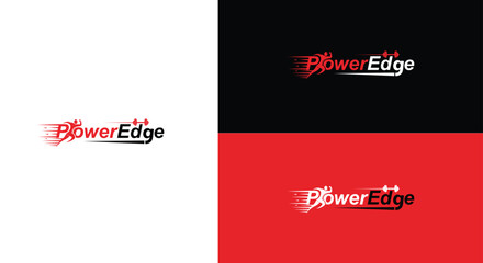 Power edge logo design with a modern and dynamic style, perfect for sports brand