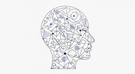 Abstract human head with geometric shapes isolated on white background