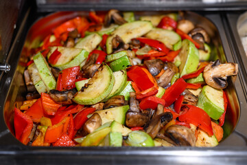 grilled vegetables with zucchini, mushrooms and peppers