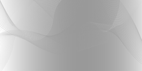 Abstract grey dotted wavy lines. Abstract wave design with flowing lines on white background.  Digital future technology concept, science, banner, business, music. Vector illustration.

