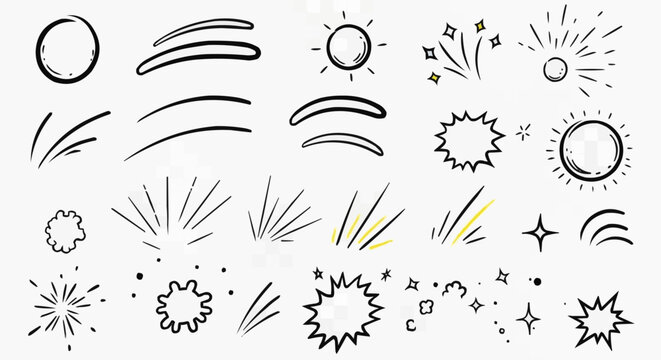 Hand drawn doodle elements set for design and decoration.