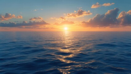 Obraz premium Serene sunset over calm ocean waters