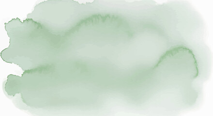 Abstract hand-painted sage green watercolor splash texture on an isolated white background, vector graphic design element