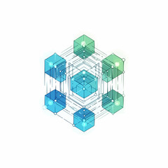 Abstract Geometric Network of Cubes and Lines.