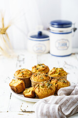 pumpkin muffins on a light background on a plate