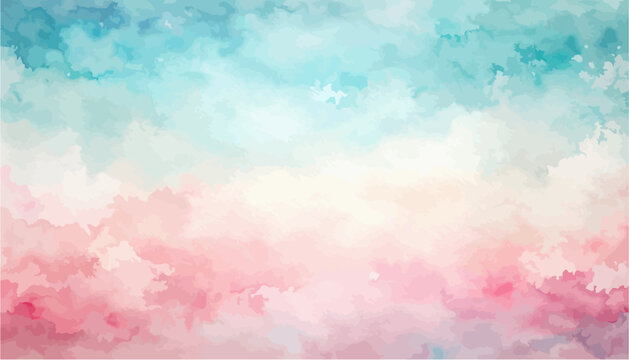 Soft watercolor cloud background in pastel pink and blue with a gentle ethereal gradient effect