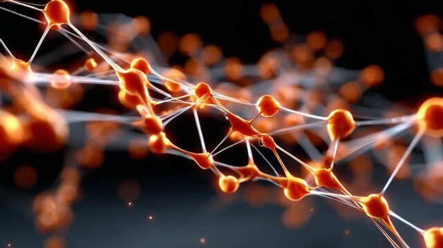 Interconnected Network: An intricate network of glowing nodes and interconnected lines, symbolizing complex systems, data flow, and scientific innovation, on a blurred background.
