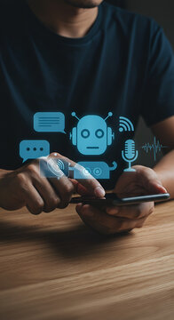 Artificial intelligence on cell phones, chatbots and virtual assistants on smartphones, digital communication, and voice recognition