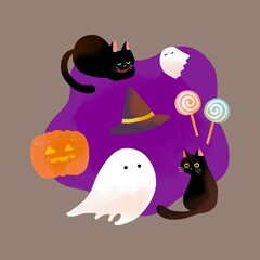 ハロウィンのイラスト，あしらい