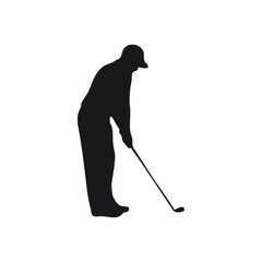 golf pose man or woman with silhouette mono color vector design