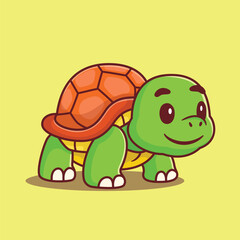 Adorable Cartoon Turtle Character Illustration, Cute Reptile Drawing