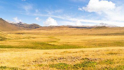 Vast volcanic landscape with Cotopaxi and Sincholagua.