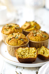 pumpkin muffins on a light background on a plate
