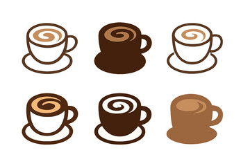 Obraz premium Espresso Logo Variations. Morning coffee ritual. Set Logo of Morning coffee ritual: Espresso shot with crema swirl. harmonious logo variations of the same
