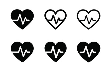 Fitness Goals Logos. Personal fitness goals setting. Set Logo of Fitness goals: heart rate monitor. harmonious logo variations of the same emblematic concept,