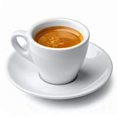Aromatic Espresso with Thick Golden Crema in a Minimalist White Cup and Saucer