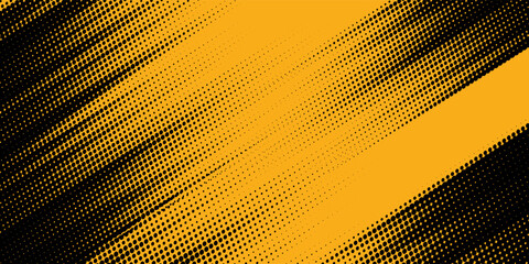 Black halftone pattern. Retro comic gradient background. Bright orange pixel dotted texture overlay. Cartoon pop art faded gradient pattern.vector background
