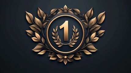 Top No. 1 Best Seller Badge with Rosette Logo Design ??A?A" Vector label for insignia, seal, or banner.