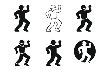 Fototapeta premium Dance Logo Variations. Dance moves and techniques. Set Logo of Dance moves and techniques: Hip-hop popping pose. harmonious logo variations of the same
