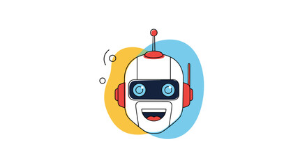 Fototapeta premium An illustration of a smiling robot face on a white background.
