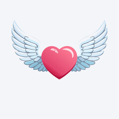 Obraz premium A vibrant red heart with white wings, symbolizing love and freedom.