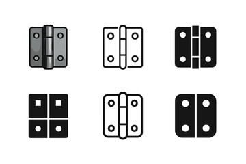 Minimalist Metal Hinge Logos. Hyperrealism Meets Minimalism. Set Logo of Hyperrealism Meets Minimalism: Realistic metallic hinge reduced to a minimal hinge