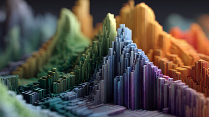 Hyperrealistic 3D depiction of sticky notes arranged like data charts, symbolizing organization, analytics, planning, workflow, and creative visualization in a modern workspace.
