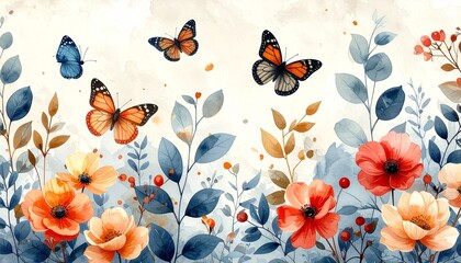 butterflies and flowers