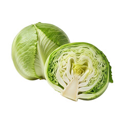 Whole and Halved Iceberg Lettuce on Background vegetable green