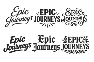 Harmonious Lettering Grid. Epic journeys. Set lettering. harmonious lettering variations of the same emblematic concept, each with different artistic