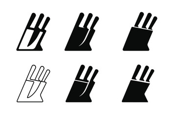 Fototapeta premium Knife Logo Variations. Knife block. Set Logo of Kitchenware: chef knives icon. harmonious logo variations of the same emblematic concept, each with different