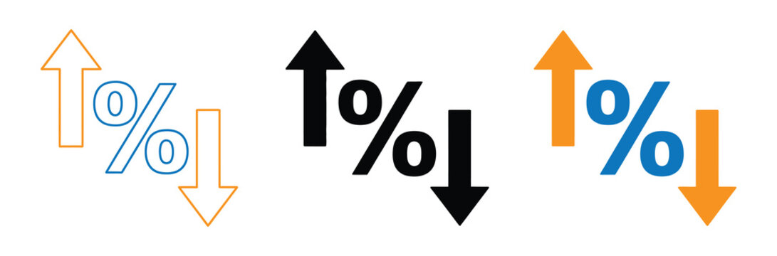 Percentage arrow sign. Percentage increase, decrease icon
