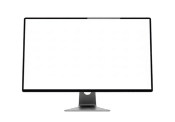 Modern computer monitor display screen mockup for ui ux design presentation, blank white mock up, isolated on transparent background