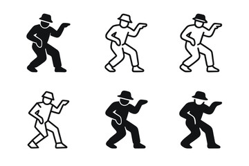Dance Logo Variations. Dance moves and techniques. Set Logo of Dance moves and techniques: Hip-hop popping pose. harmonious logo variations of the same