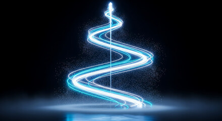 Abstract representation of a glowing, spiraling DNA double helix against a black background.