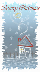 Marry Christmas snowy home childish stile card