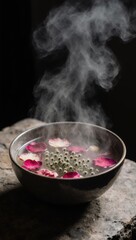 Steam Rising from Herbal Facial Steam Bowl