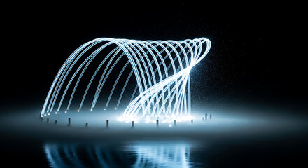Abstract representation of a glowing, spiraling DNA double helix against a black background.
