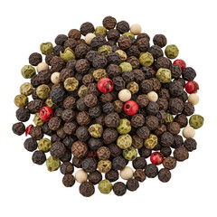 Pile of mixed peppercorns green and red spice ingredient