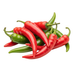 Pile of red and green chili peppers image