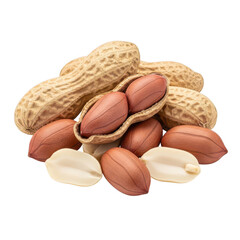 Pile of Shelled and Unshelled Peanuts with Brown and Creamy Kernels legume food