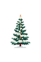 Fototapeta premium Snowy evergreen tree illustration on a black background