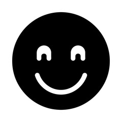 Black Circular Smiley Face Icon on White Background