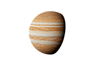 Detailed view of the gas giant planet jupiter with its distinct cloud bands isolated on transparent background