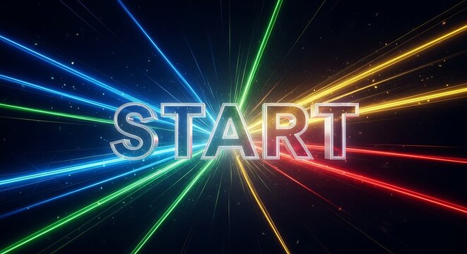 Neon Start Lines Background. - Powered by Adobe